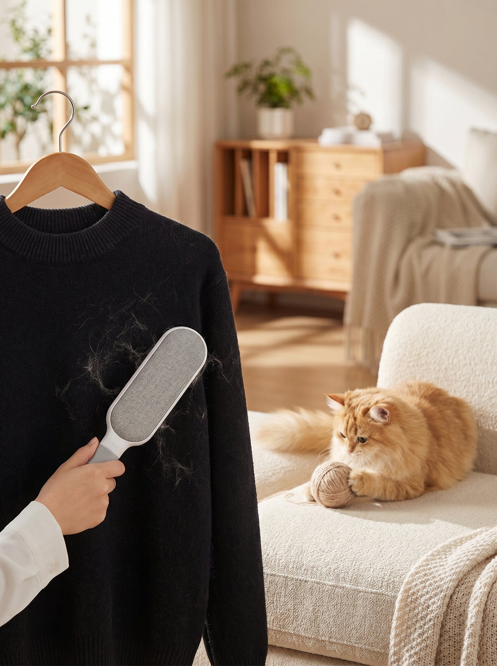 Reusable Pet Hair Remover Lint Brush – Works on Furniture & Clothes