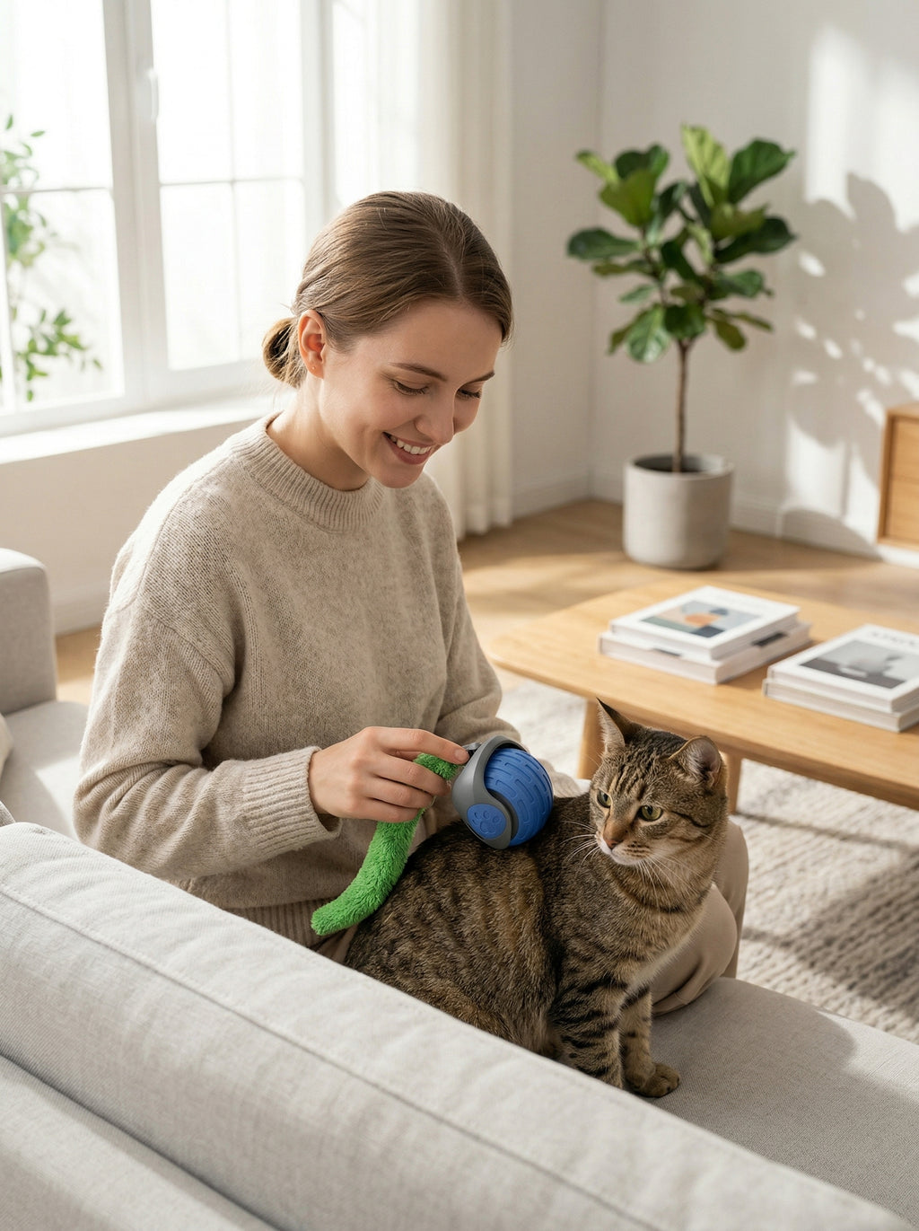 Smart Rolling Ball for Indoor Cats – USB Rechargeable Interactive Toy