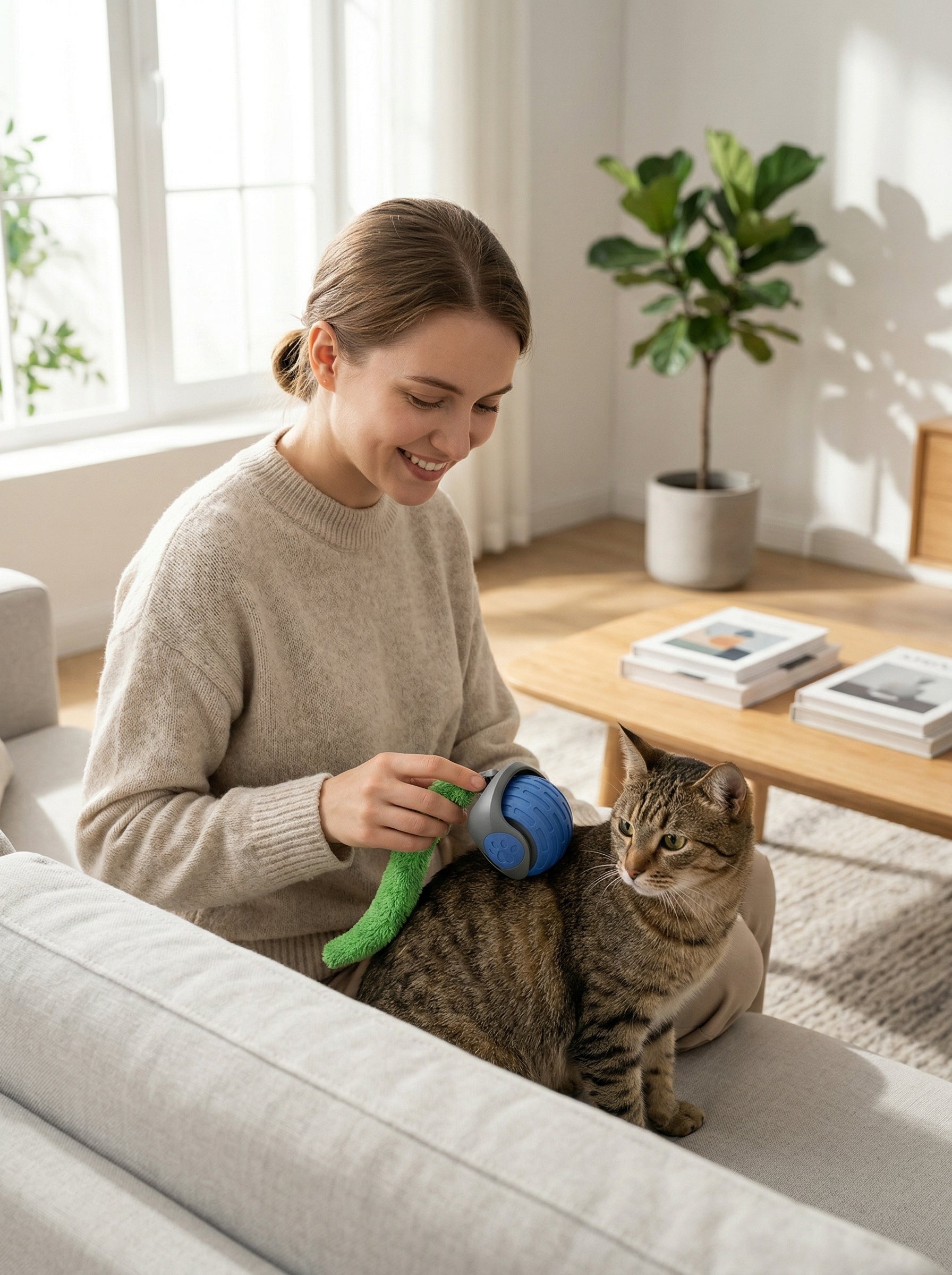 Smart Rolling Ball for Indoor Cats – USB Rechargeable Interactive Toy