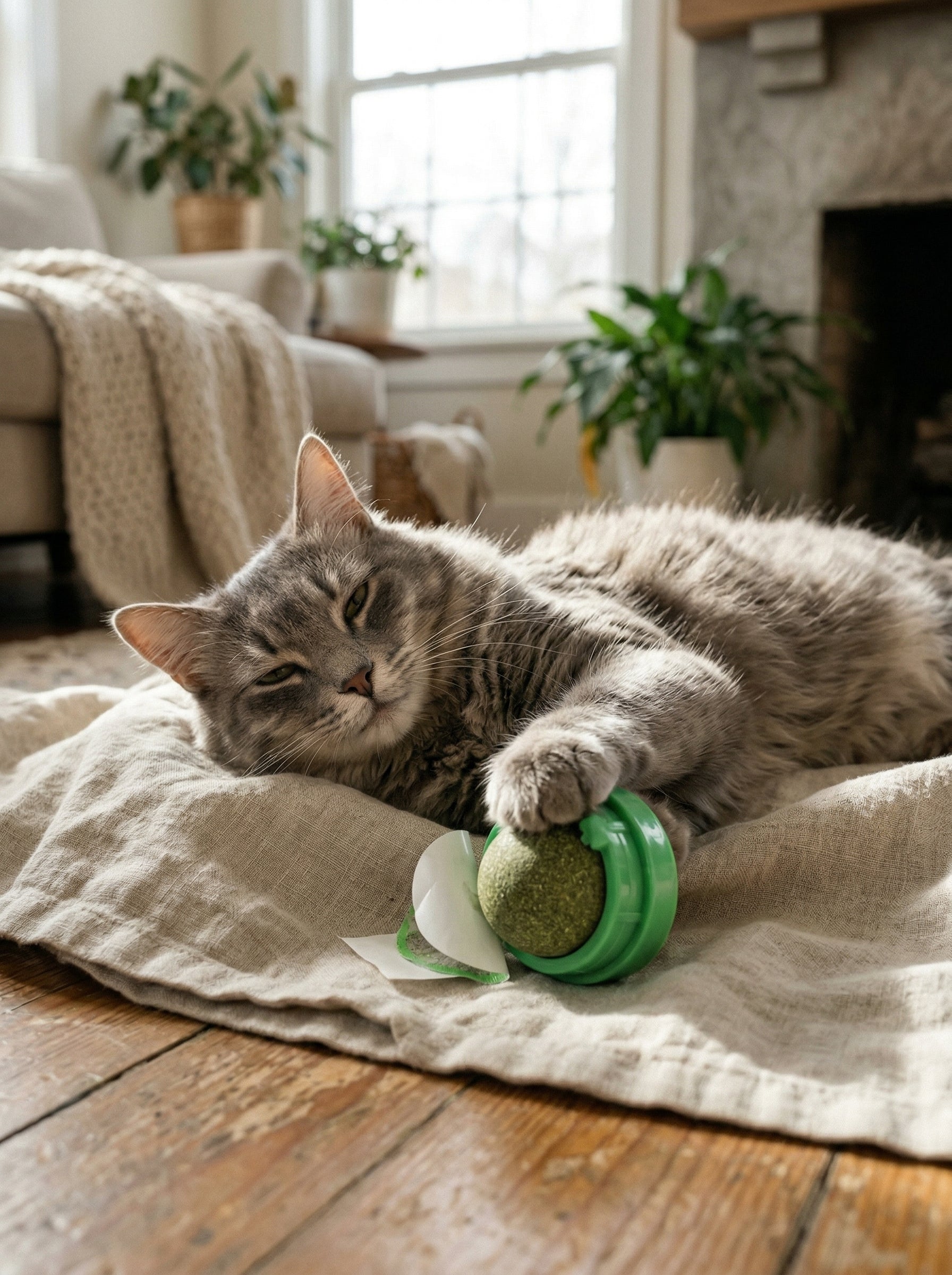 Natural Catnip Wall-Mounted Scratching Ball – Therapeutic & Healthy Cat Toy
