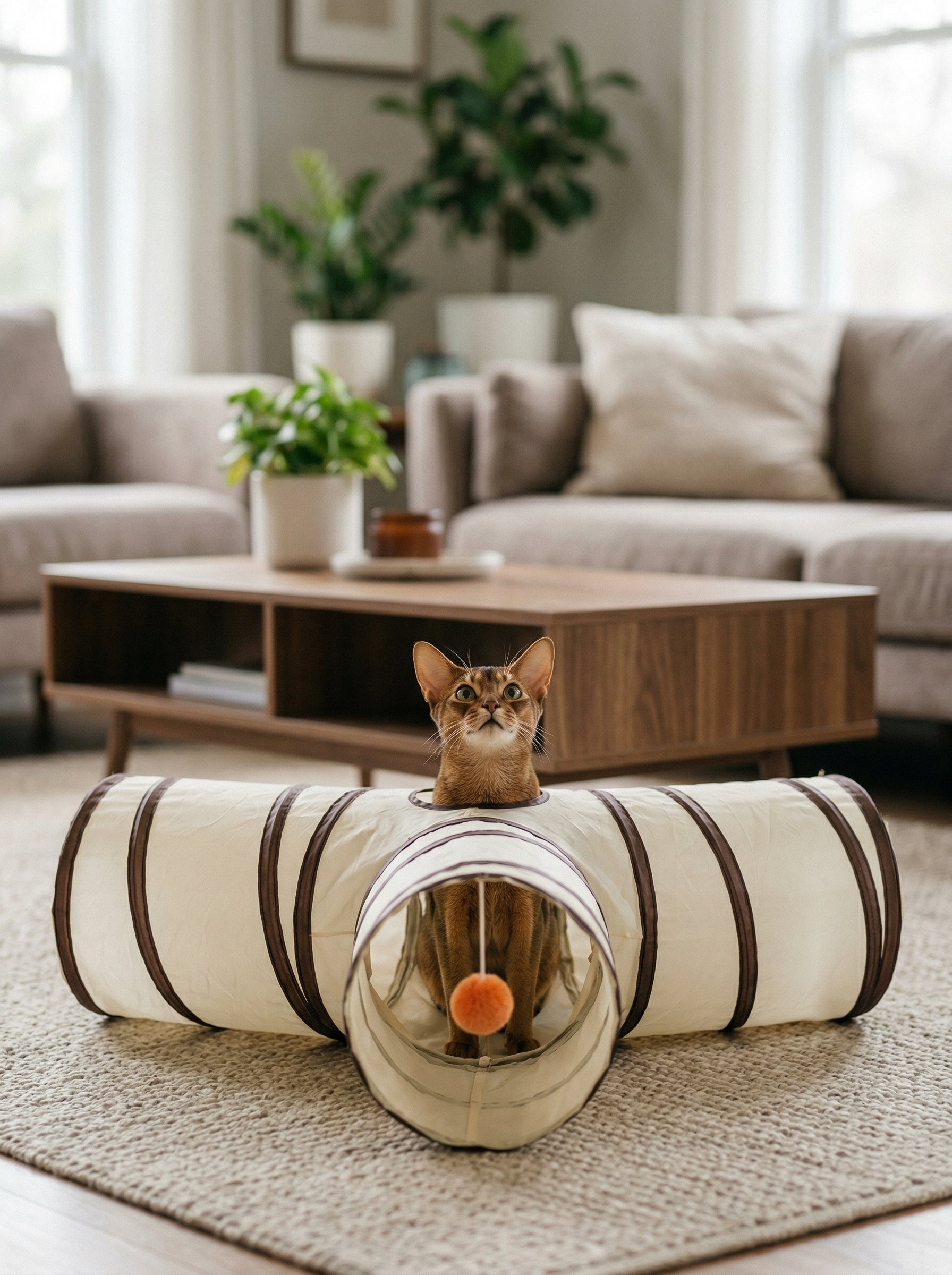 Foldable Cat Play Tunnel – Long T/Y Shape Interactive Indoor Toy