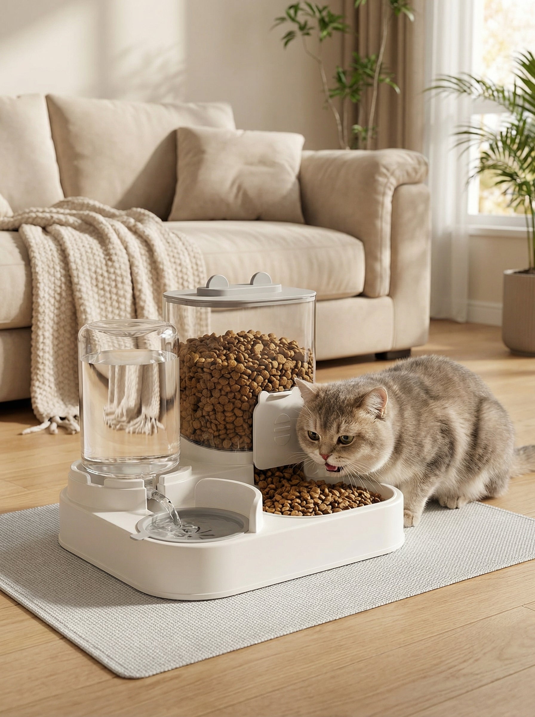 2-in-1 Automatic Pet Feeder & Water Fountain – Food Bowl + Circulating Water