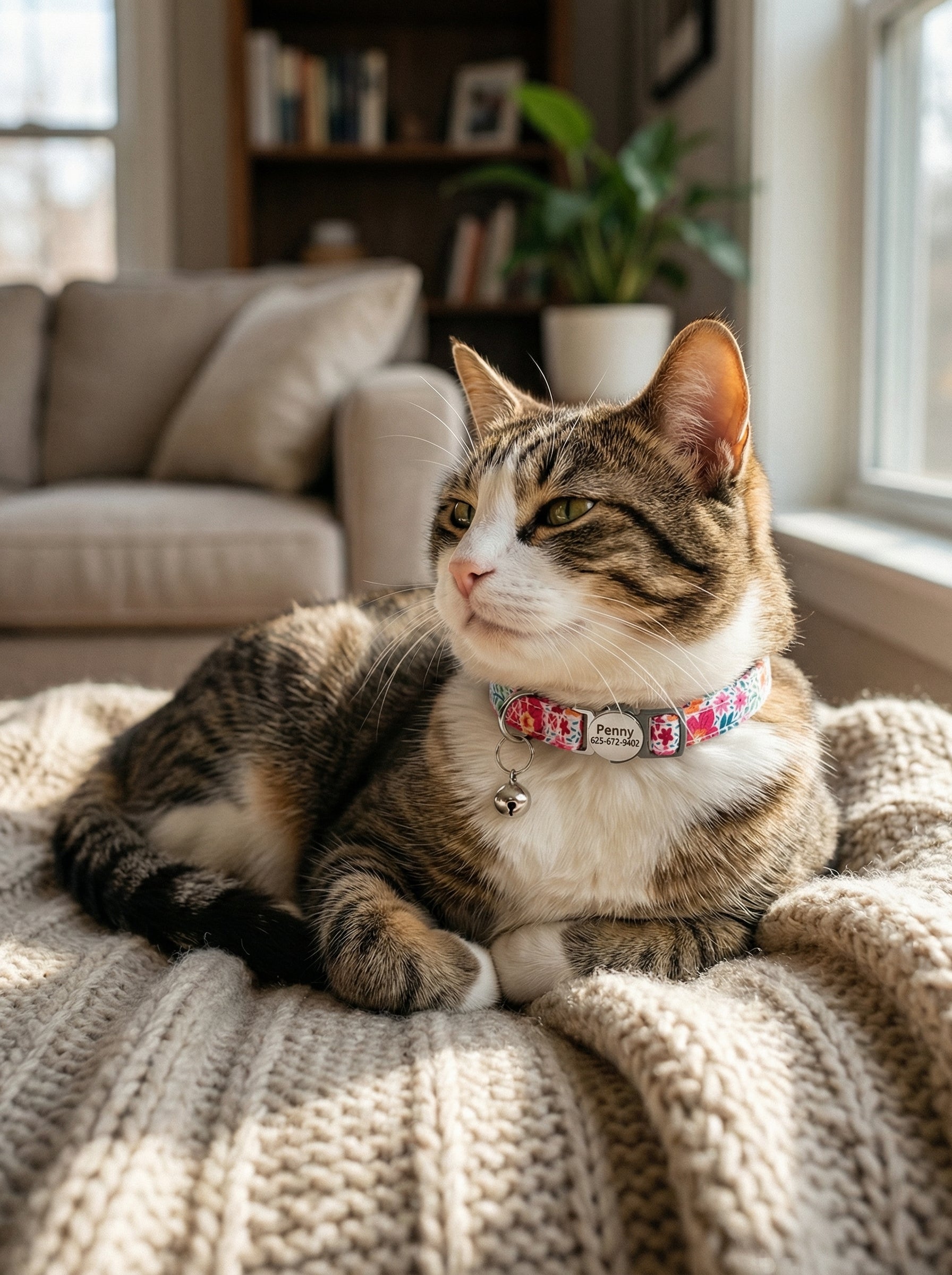 Personalized Cat Collar with Engraved Name Tag – Breakaway Safety Buckle