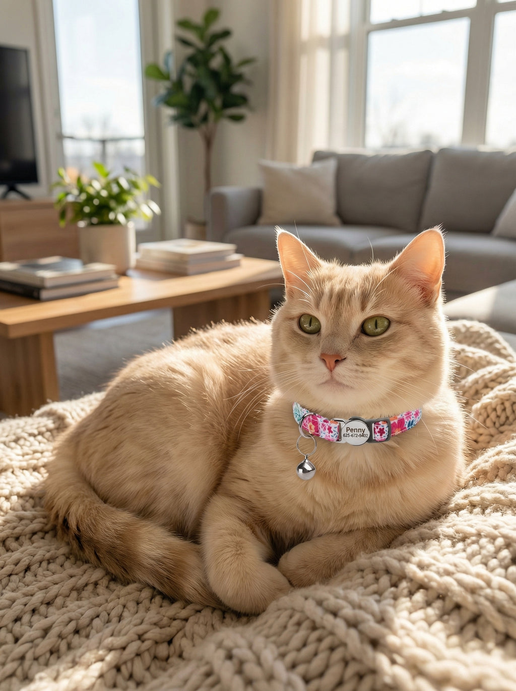 Personalized Cat Collar with Engraved Name Tag – Breakaway Safety Buckle