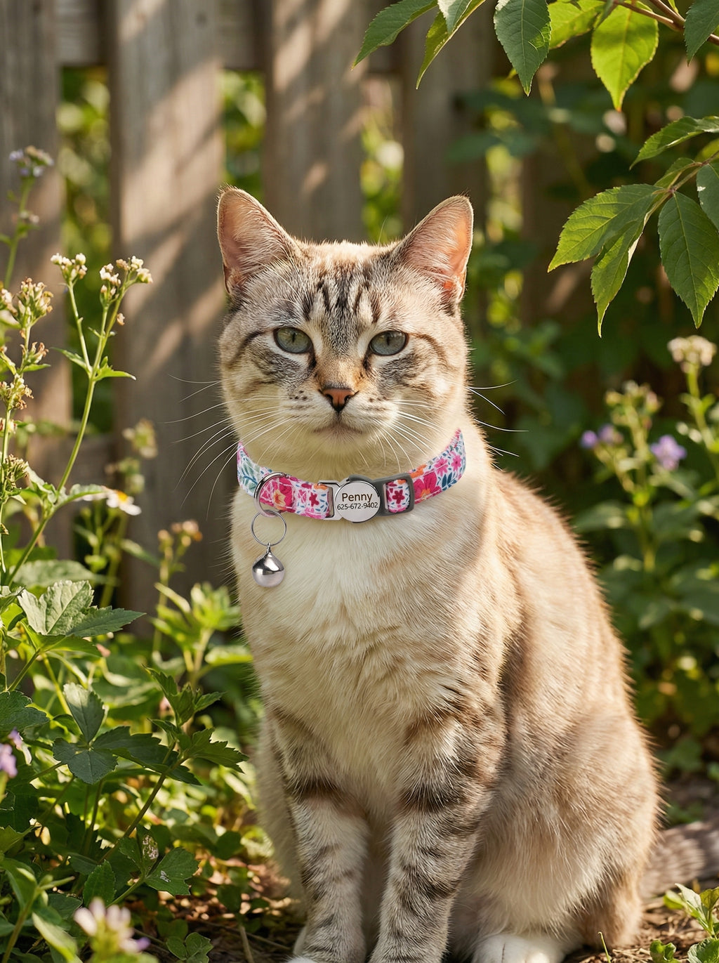 Personalized Cat Collar with Engraved Name Tag – Breakaway Safety Buckle