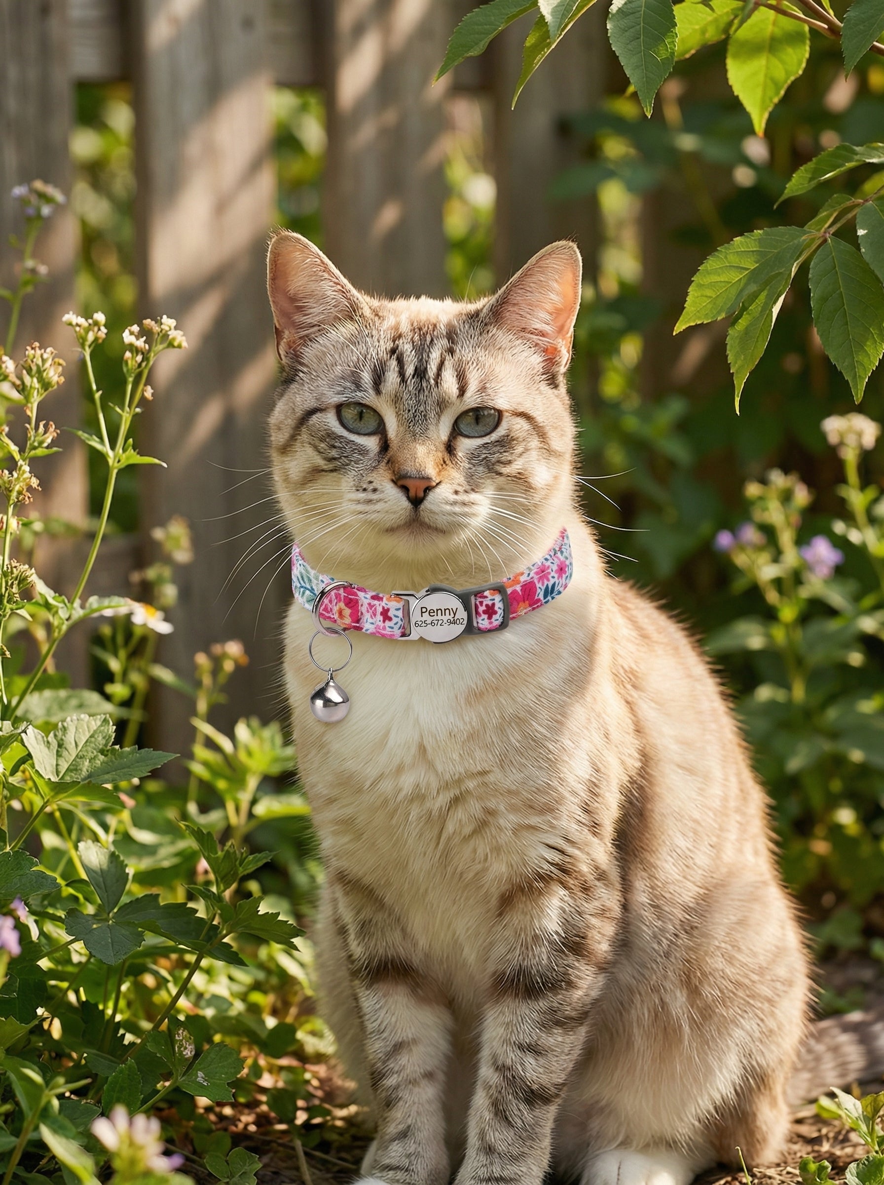 Personalized Cat Collar with Engraved Name Tag – Breakaway Safety Buckle