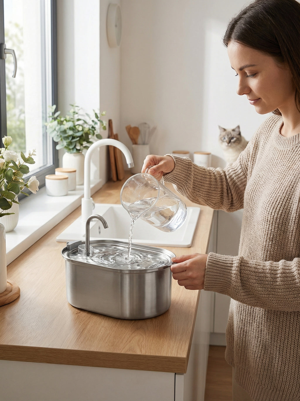 Quiet Pet Water Fountain – Anti-Slip, BPA-Free, Whisper-Quiet Pump