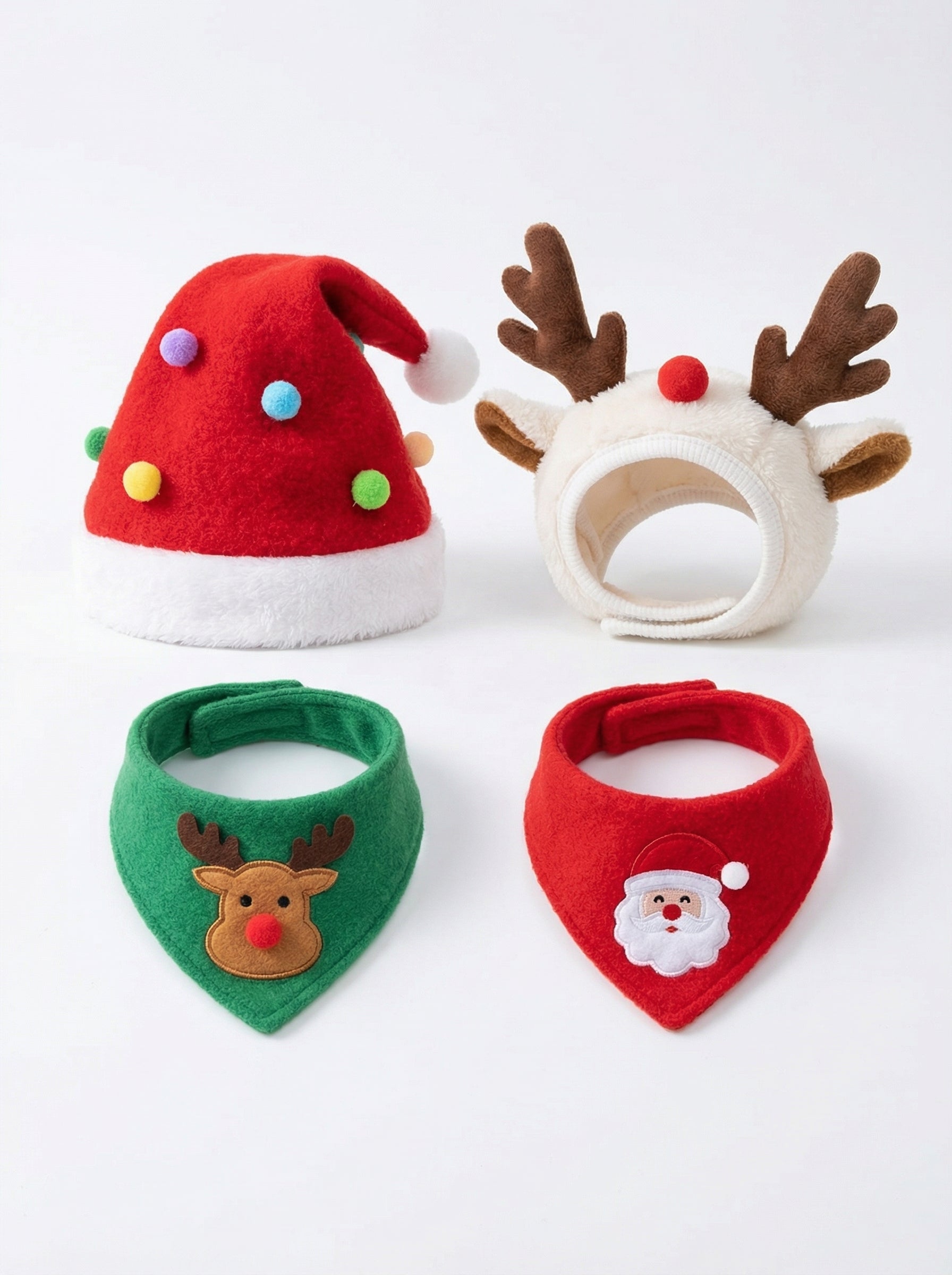 Christmas Pet Costume Set – Santa Hat, Bandana & Scarf for Cats & Dogs