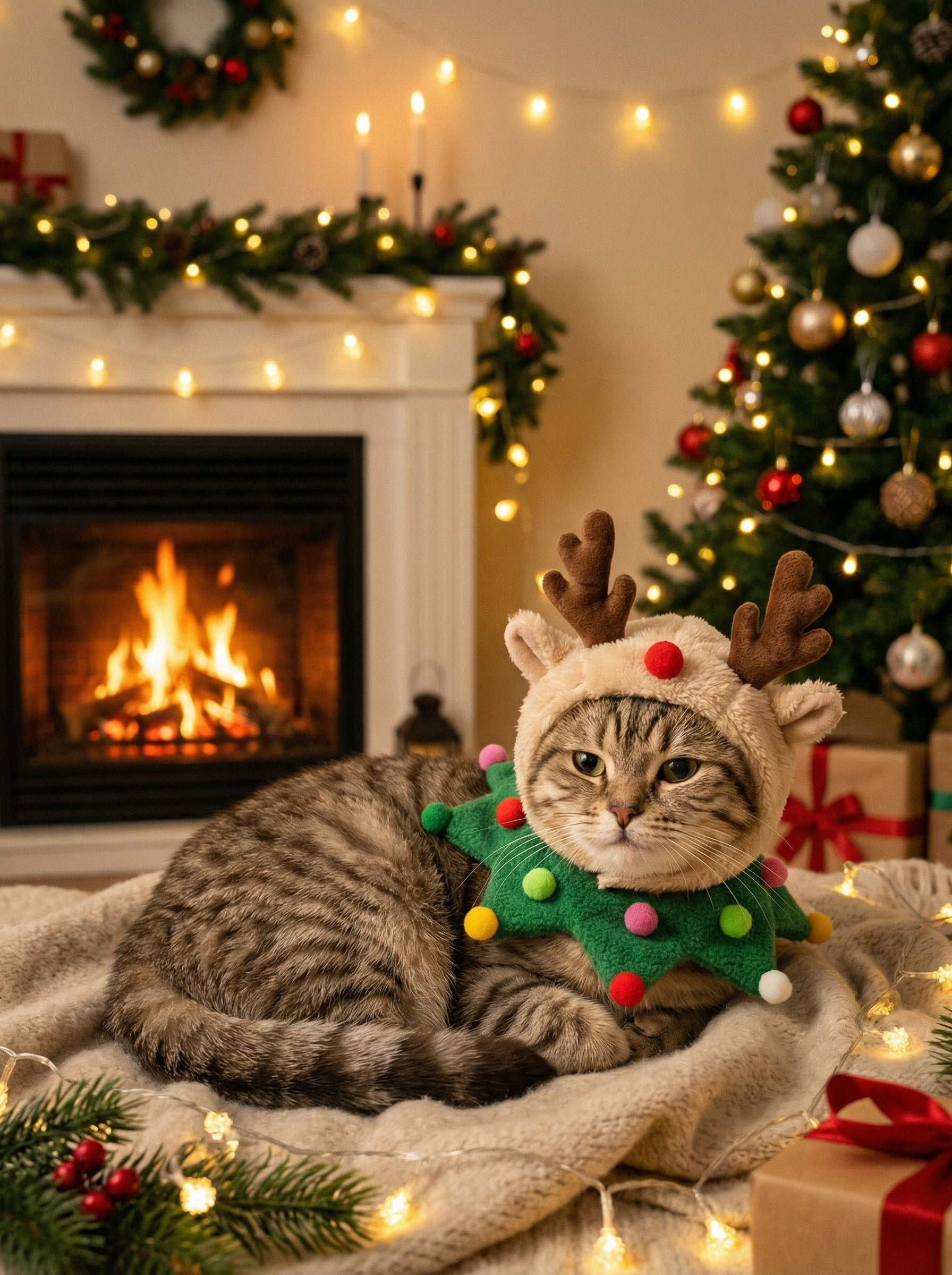 Christmas Pet Costume Set – Santa Hat, Bandana & Scarf for Cats & Dogs
