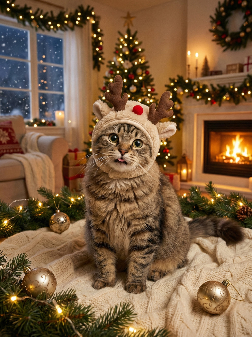 Christmas Pet Costume Set – Santa Hat, Bandana & Scarf for Cats & Dogs