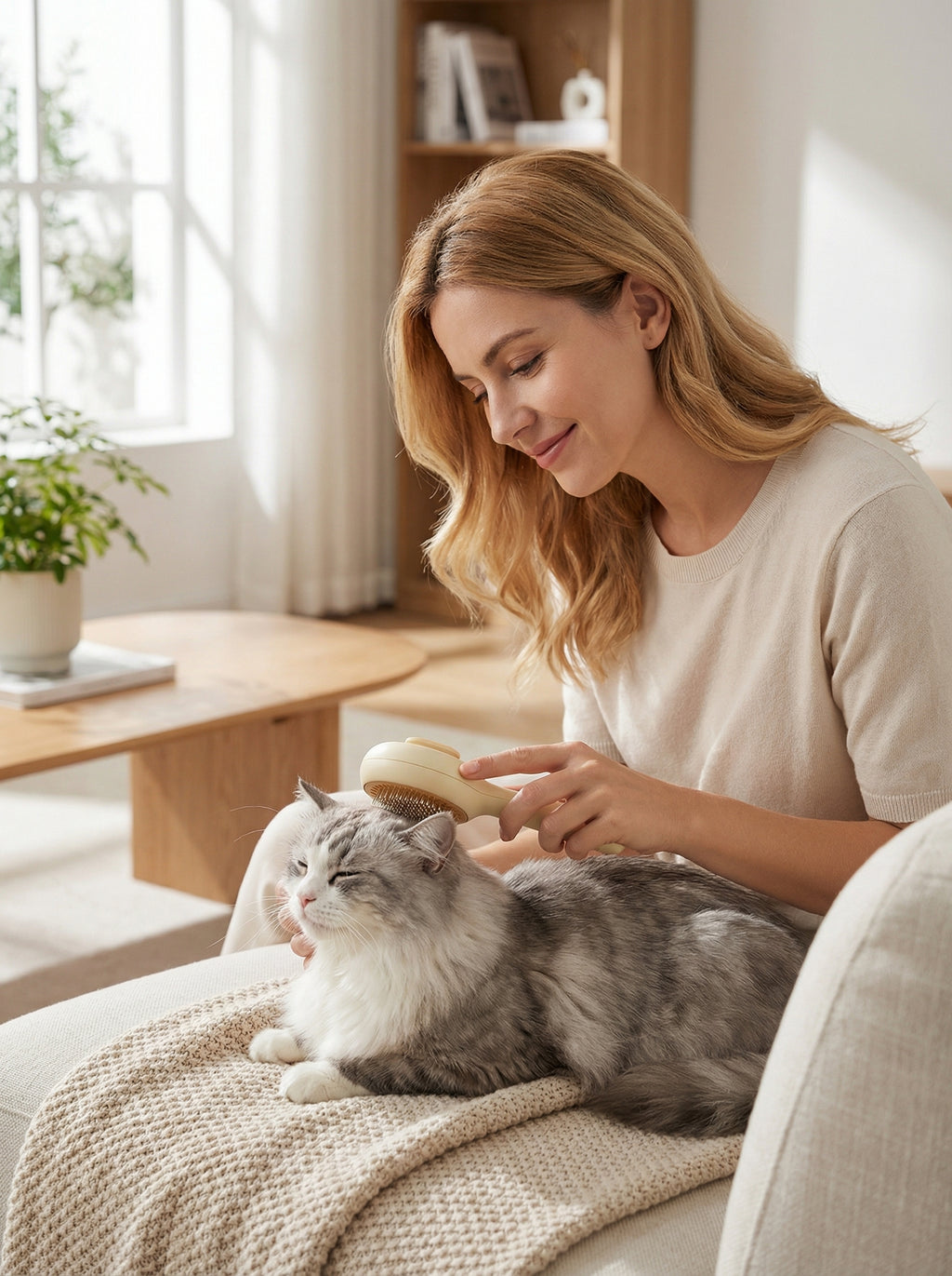 3-in-1  Cat Brush – Groom, Clean & Deshed in One Tool