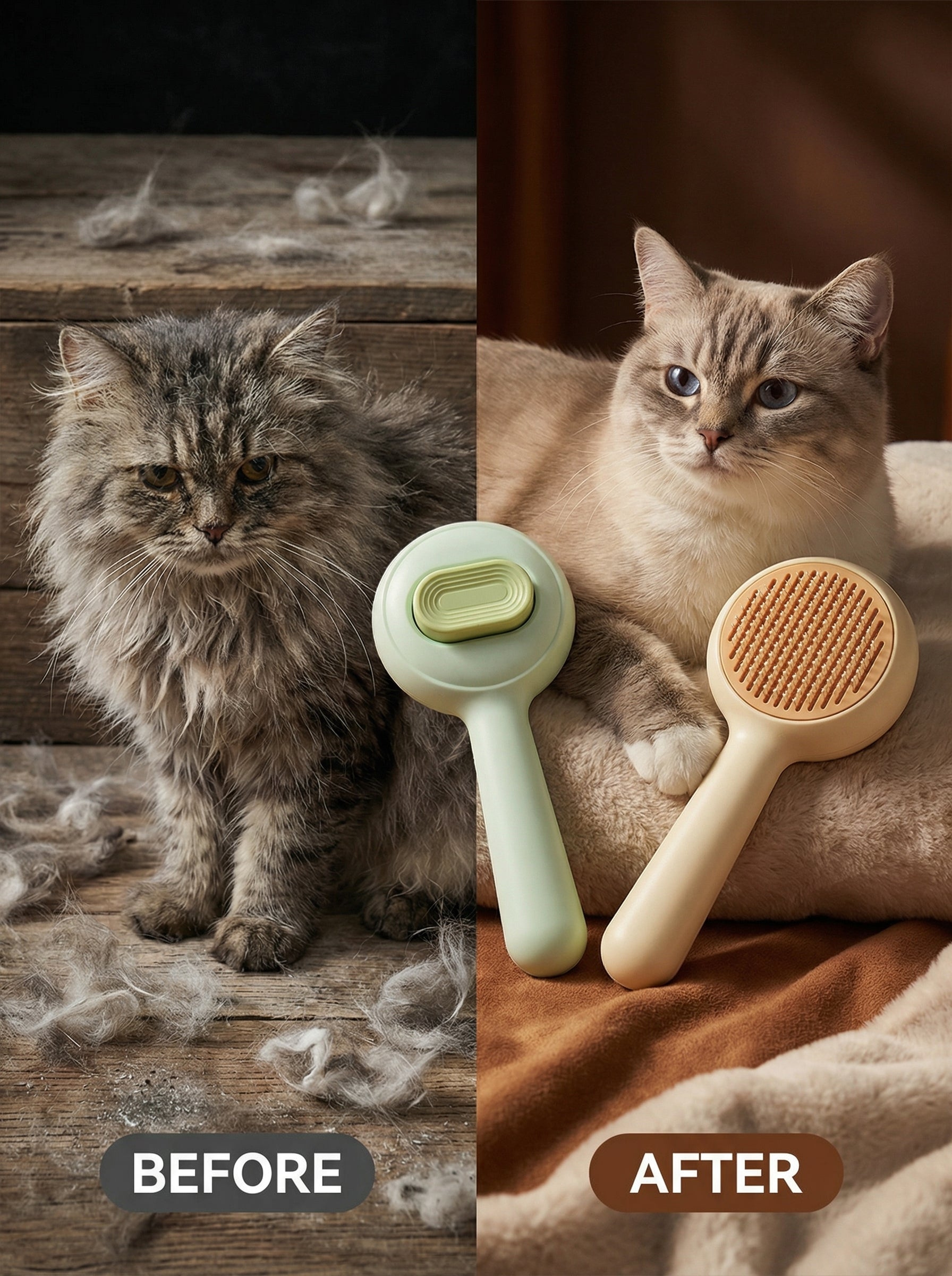 3-in-1  Cat Brush – Groom, Clean & Deshed in One Tool