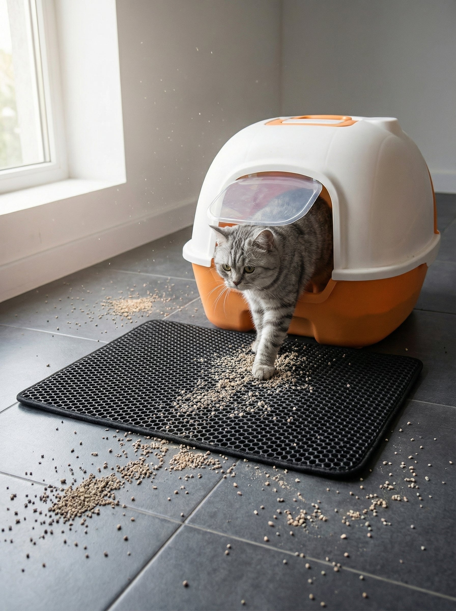 Cat Litter Trap Mat – Double Layer Honeycomb Design, Stops Scatter