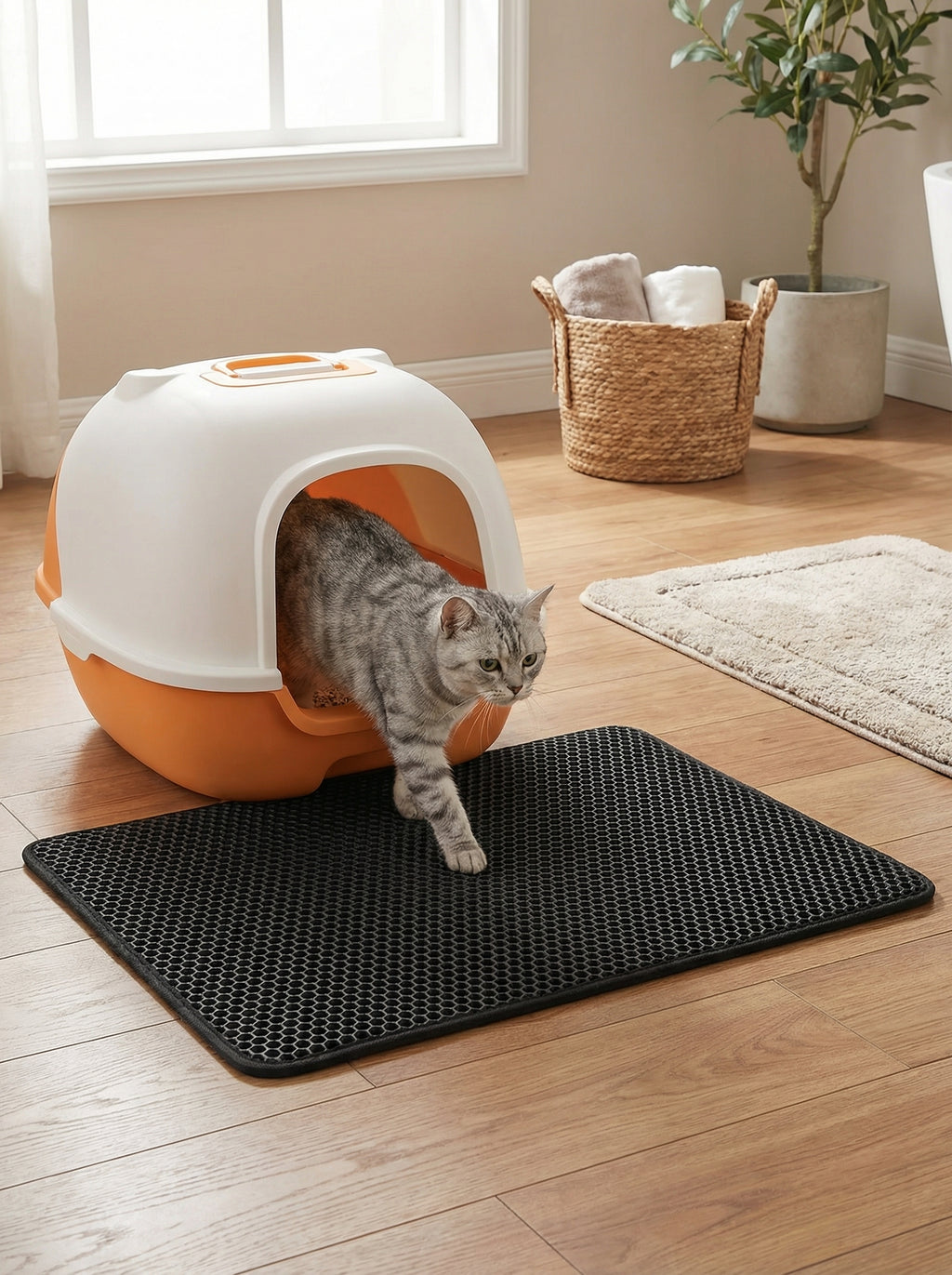Cat Litter Trap Mat – Double Layer Honeycomb Design, Stops Scatter