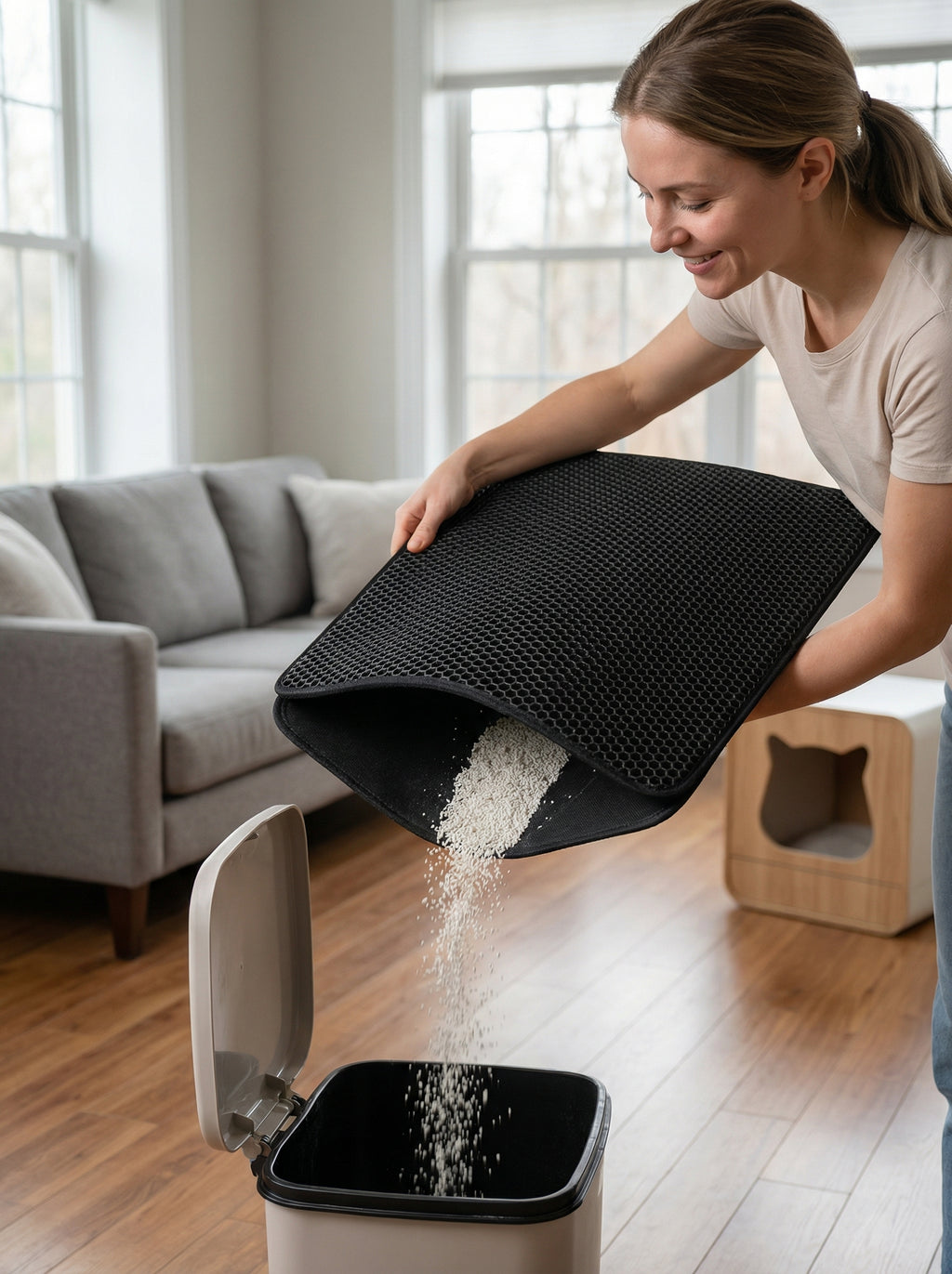 Cat Litter Trap Mat – Double Layer Honeycomb Design, Stops Scatter