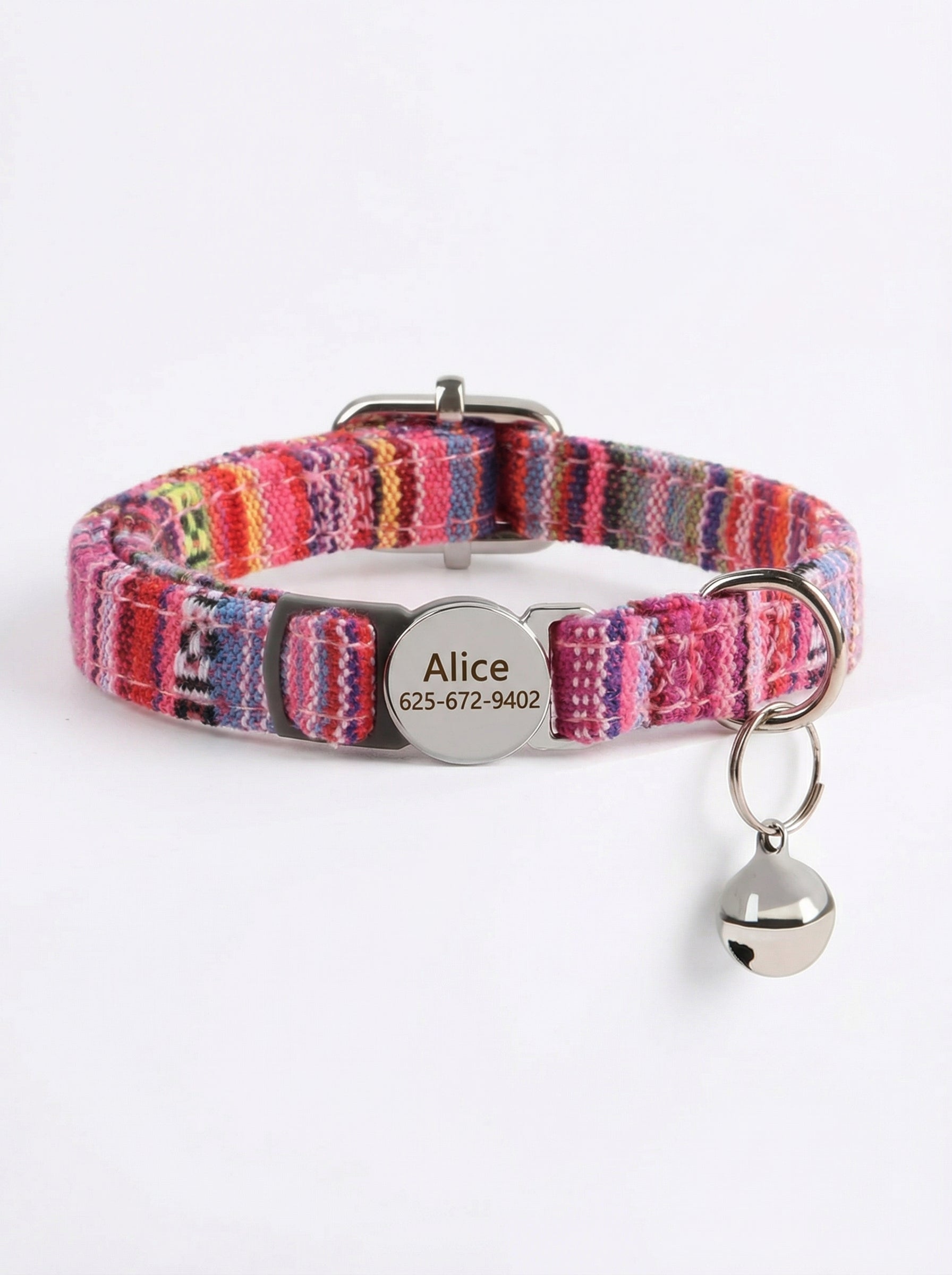 Cat Collar with Engraved Name Tag & Bell – Adjustable & Safe