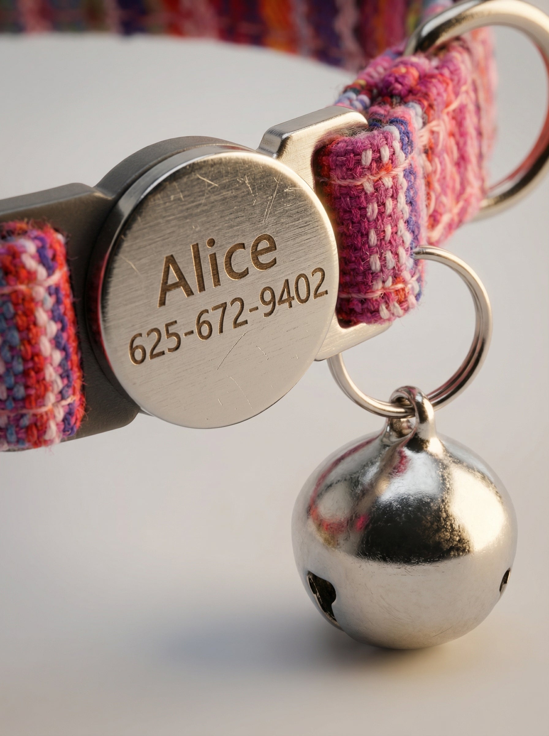 Cat Collar with Engraved Name Tag & Bell – Adjustable & Safe