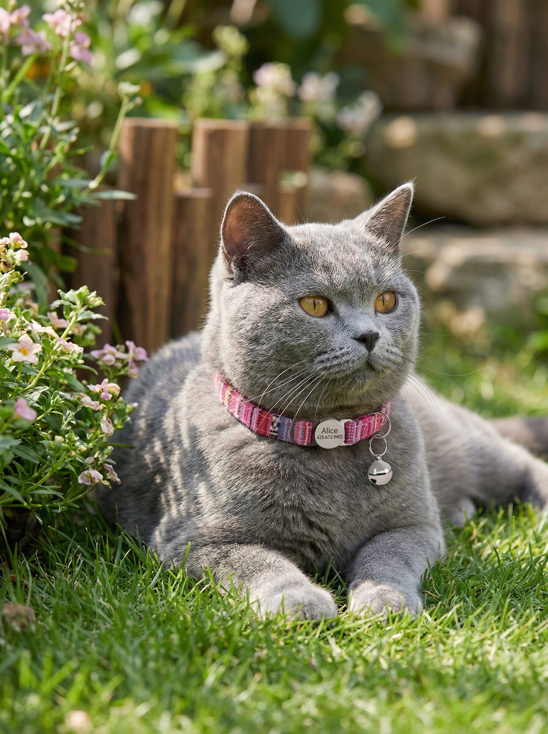 Cat Collar with Engraved Name Tag & Bell – Adjustable & Safe