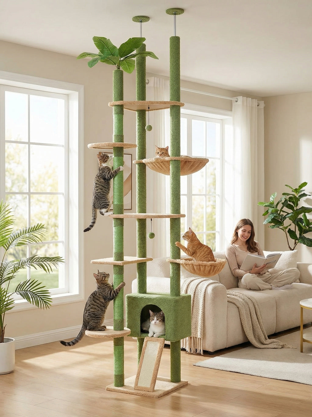 Cactus Cat Tree Tower – Multi-Level Climb, Play & Scratch