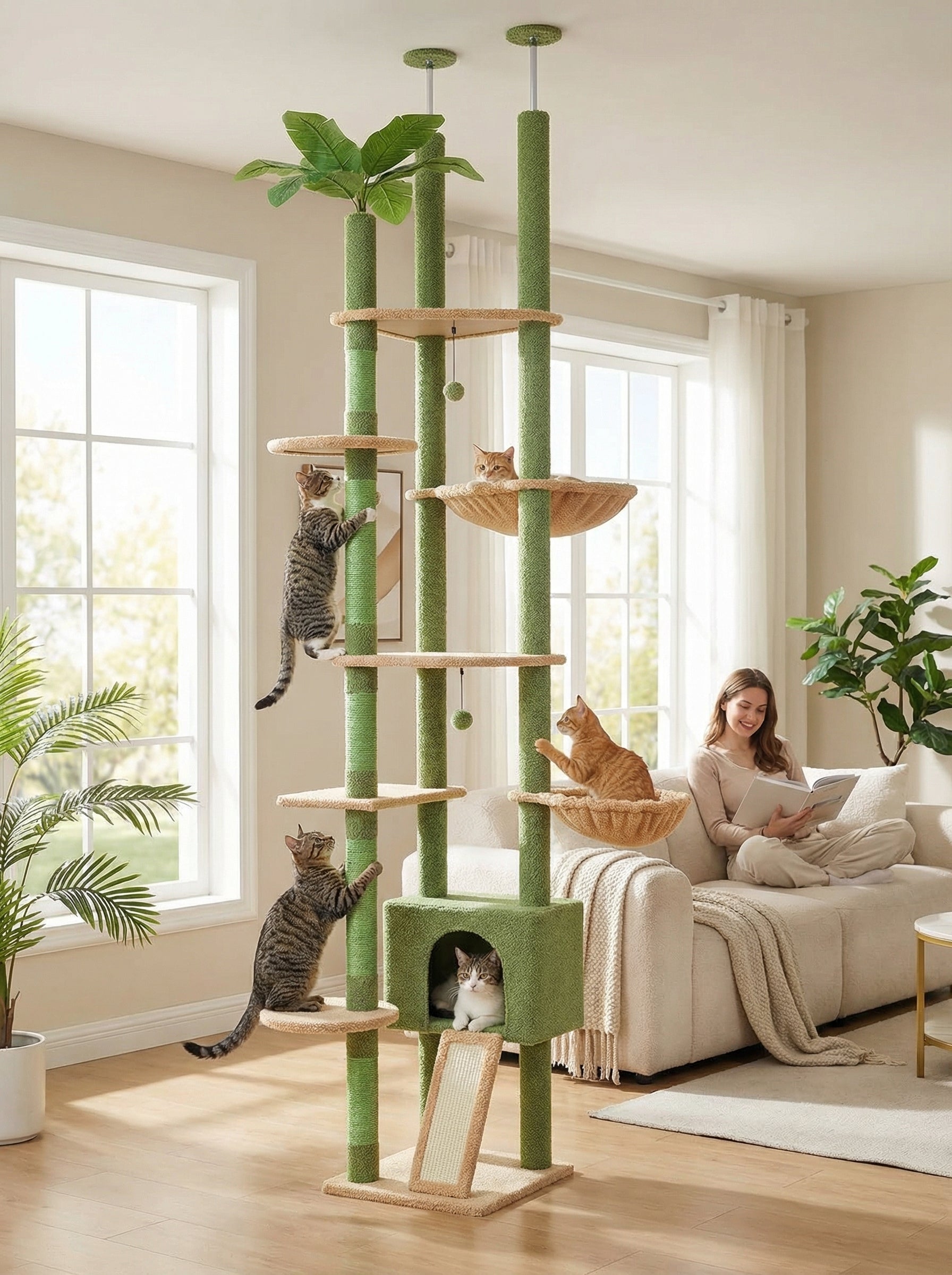 Cactus Cat Tree Tower – Multi-Level Climb, Play & Scratch