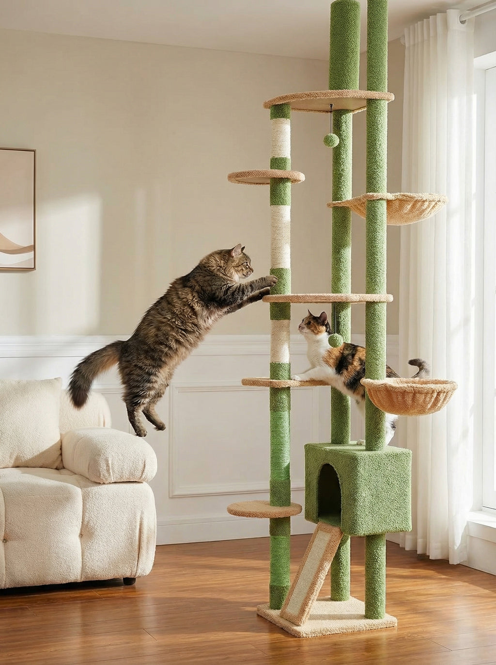 Cactus Cat Tree Tower – Multi-Level Climb, Play & Scratch