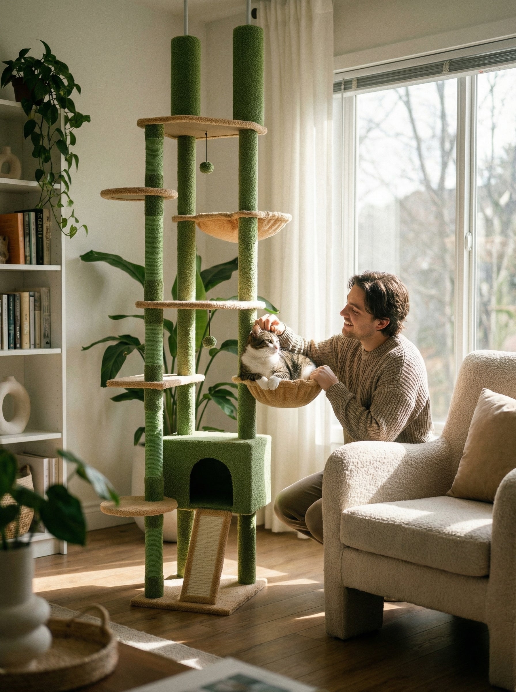 Cactus Cat Tree Tower – Multi-Level Climb, Play & Scratch