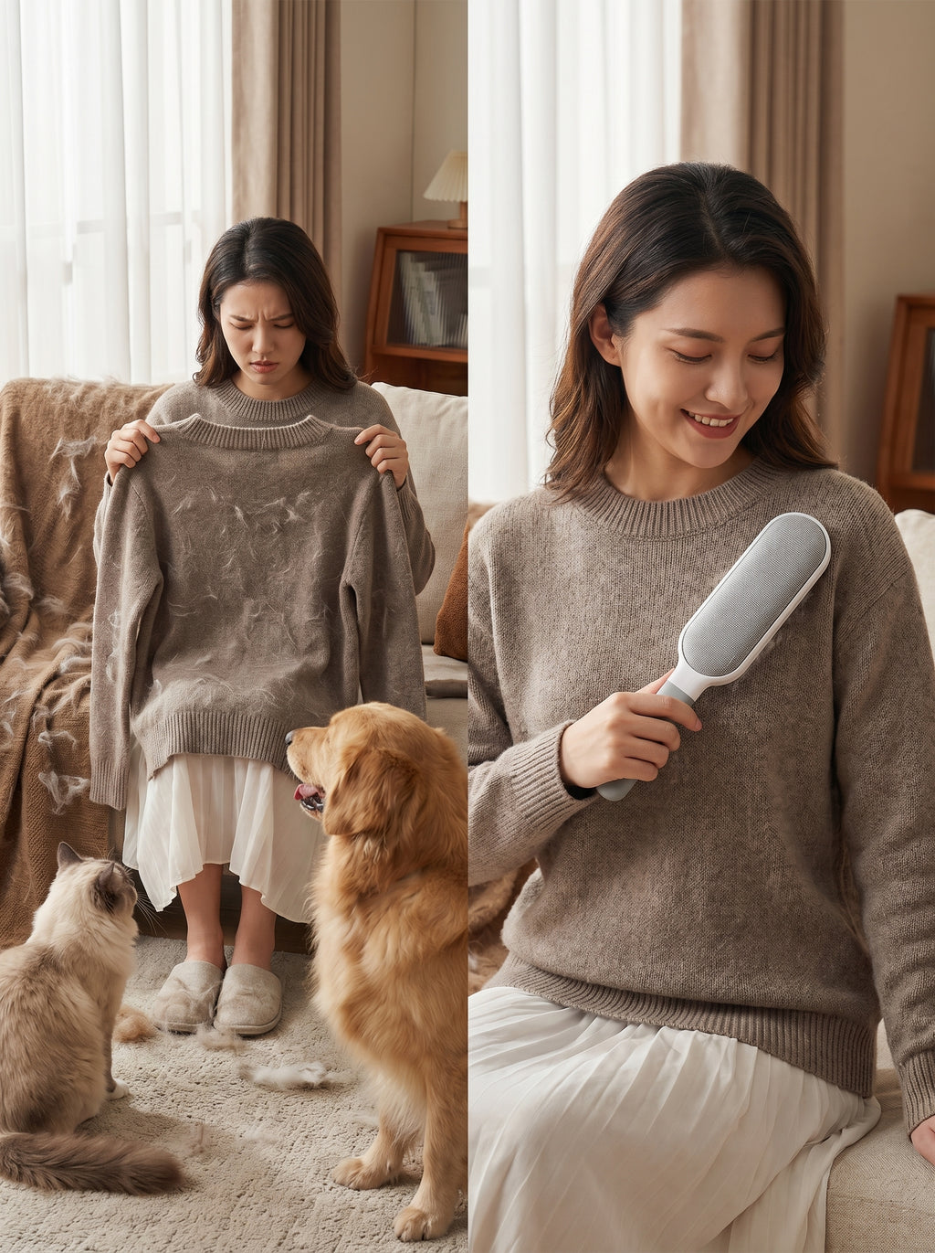 Reusable Pet Hair Remover Lint Brush – Works on Furniture & Clothes
