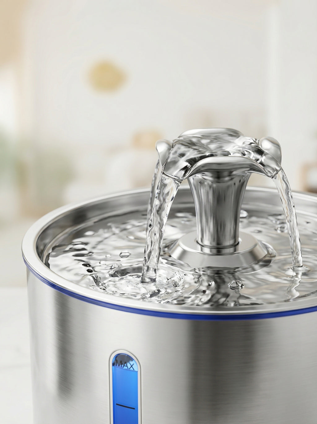 Stainless Steel Cat Water Fountain – 2.5L, LED Light & Auto Power-Off