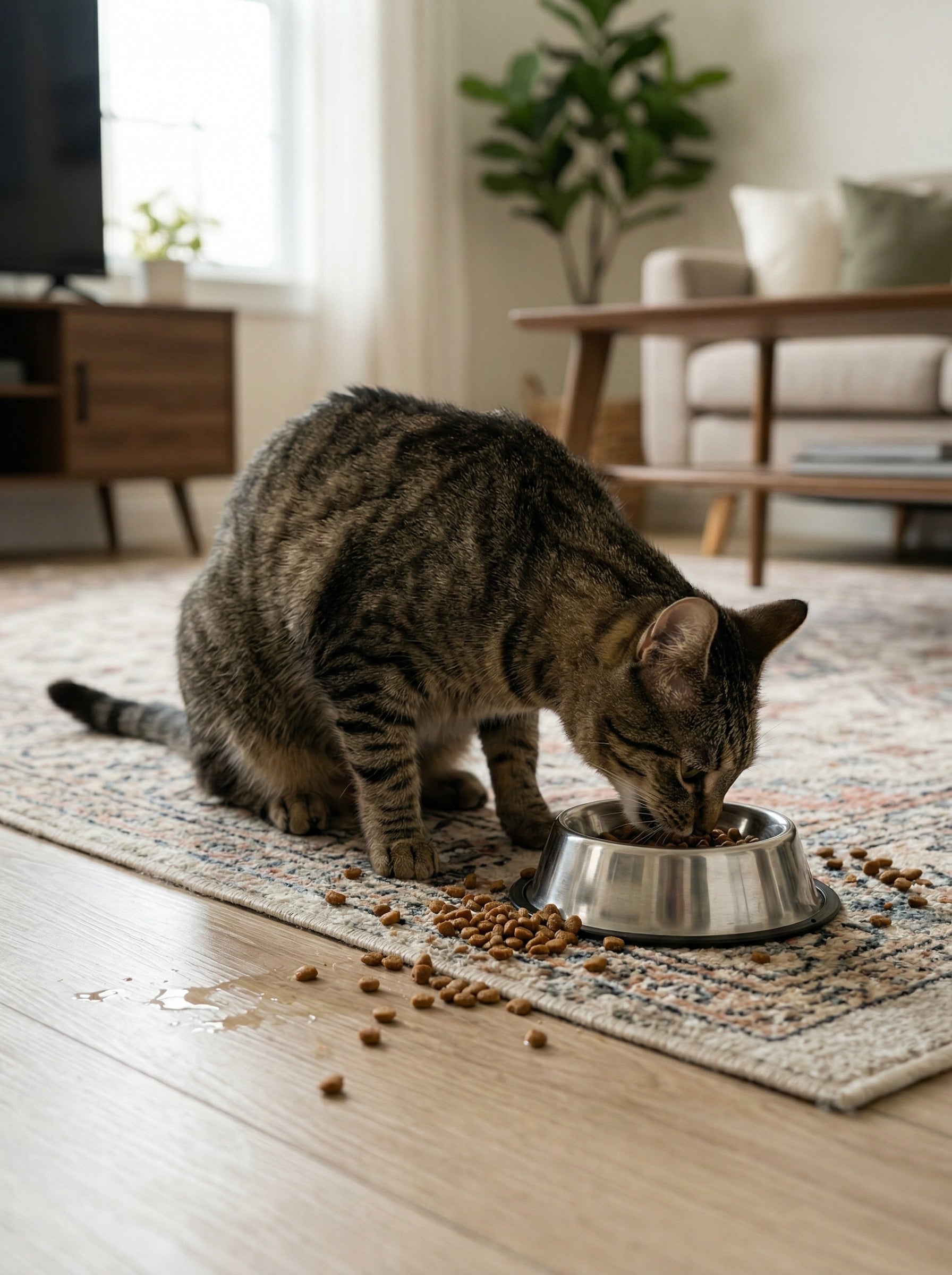 Double Bowl Feeder with Raised Stand – Comfortable & Healthy Eating for Cats