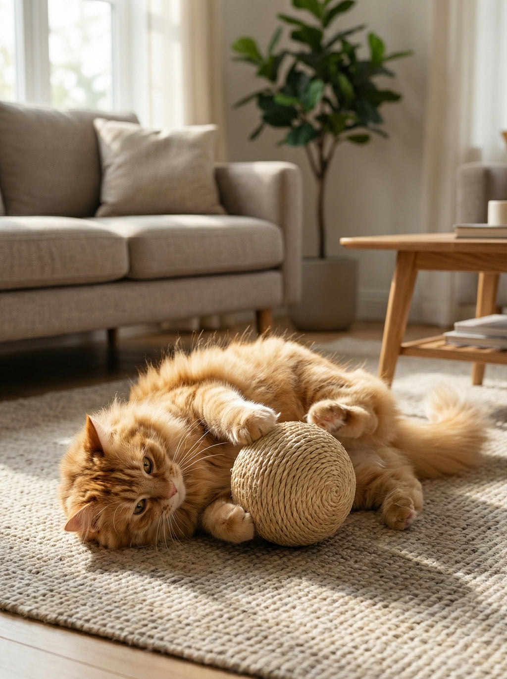 Interactive Sisal Cat Scratching Ball Toy – Teething & Teeth Cleaning with Sound