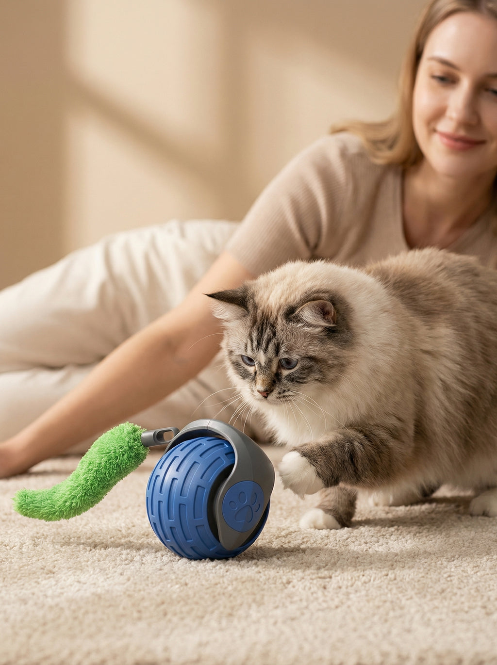 Smart Rolling Ball for Indoor Cats – USB Rechargeable Interactive Toy