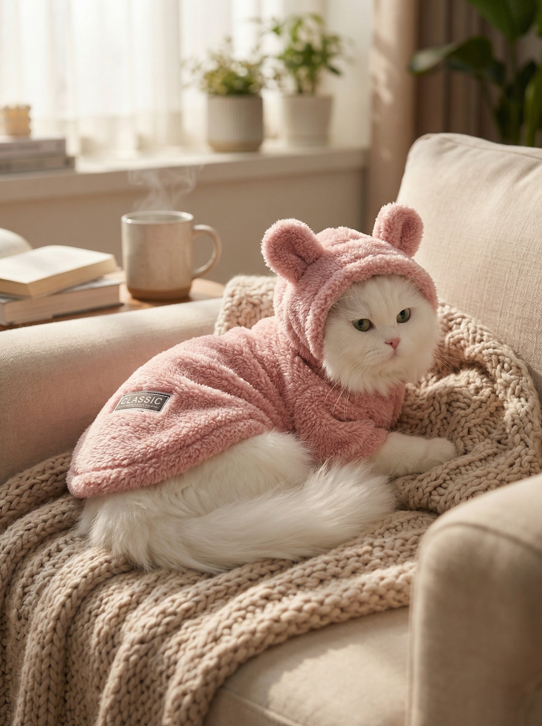 Soft Fleece Pet Hoodie Jacket – Warm Autumn & Winter Coat for Cats & Small Dogs