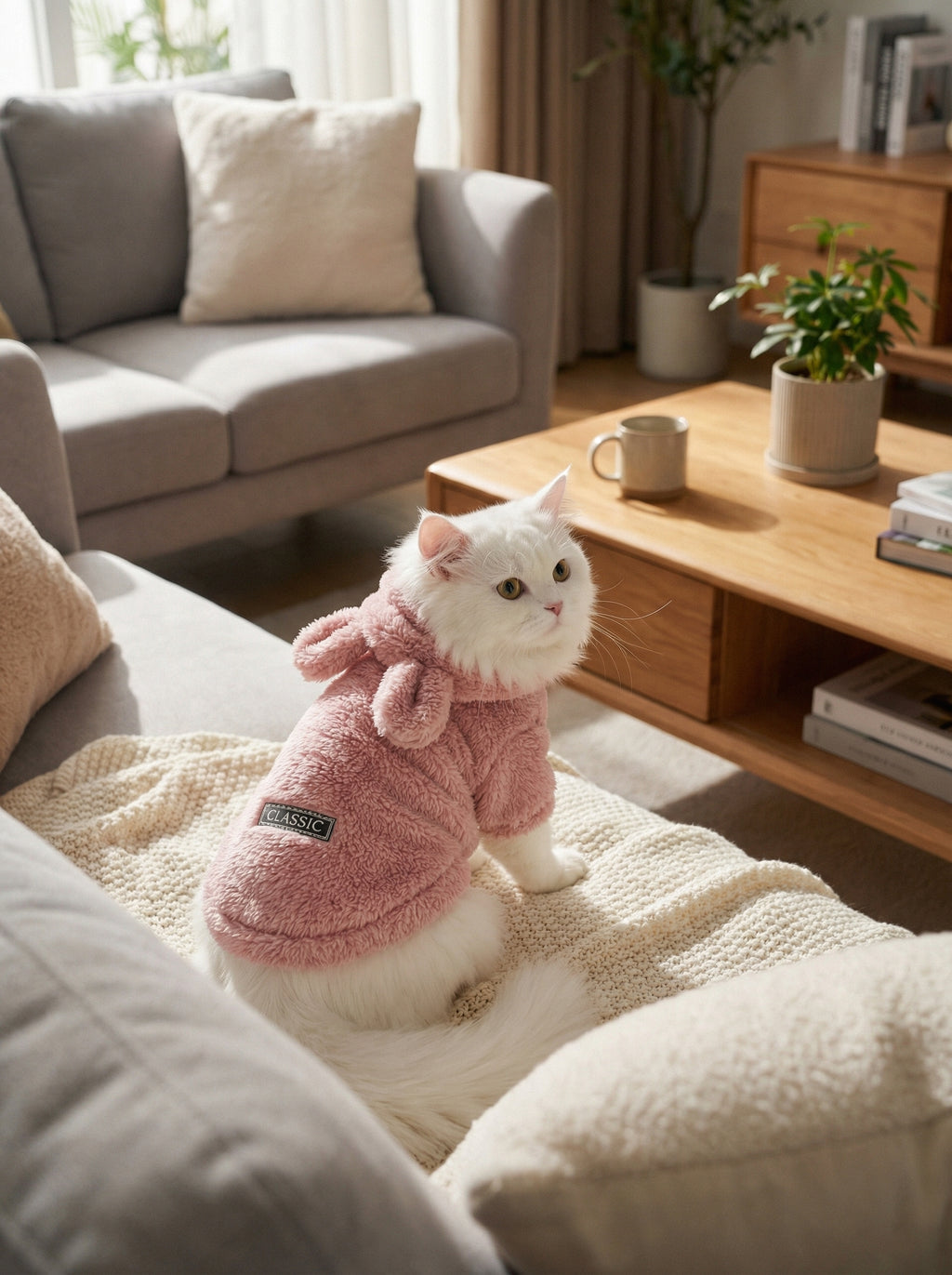 Soft Fleece Pet Hoodie Jacket – Warm Autumn & Winter Coat for Cats & Small Dogs