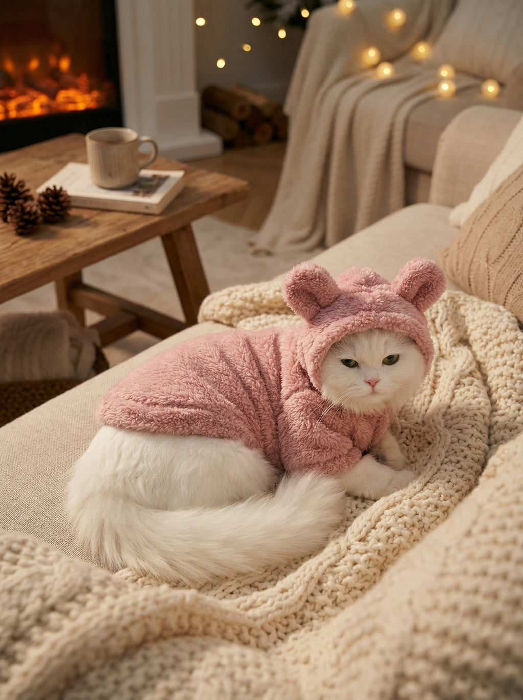 Soft Fleece Pet Hoodie Jacket – Warm Autumn & Winter Coat for Cats & Small Dogs