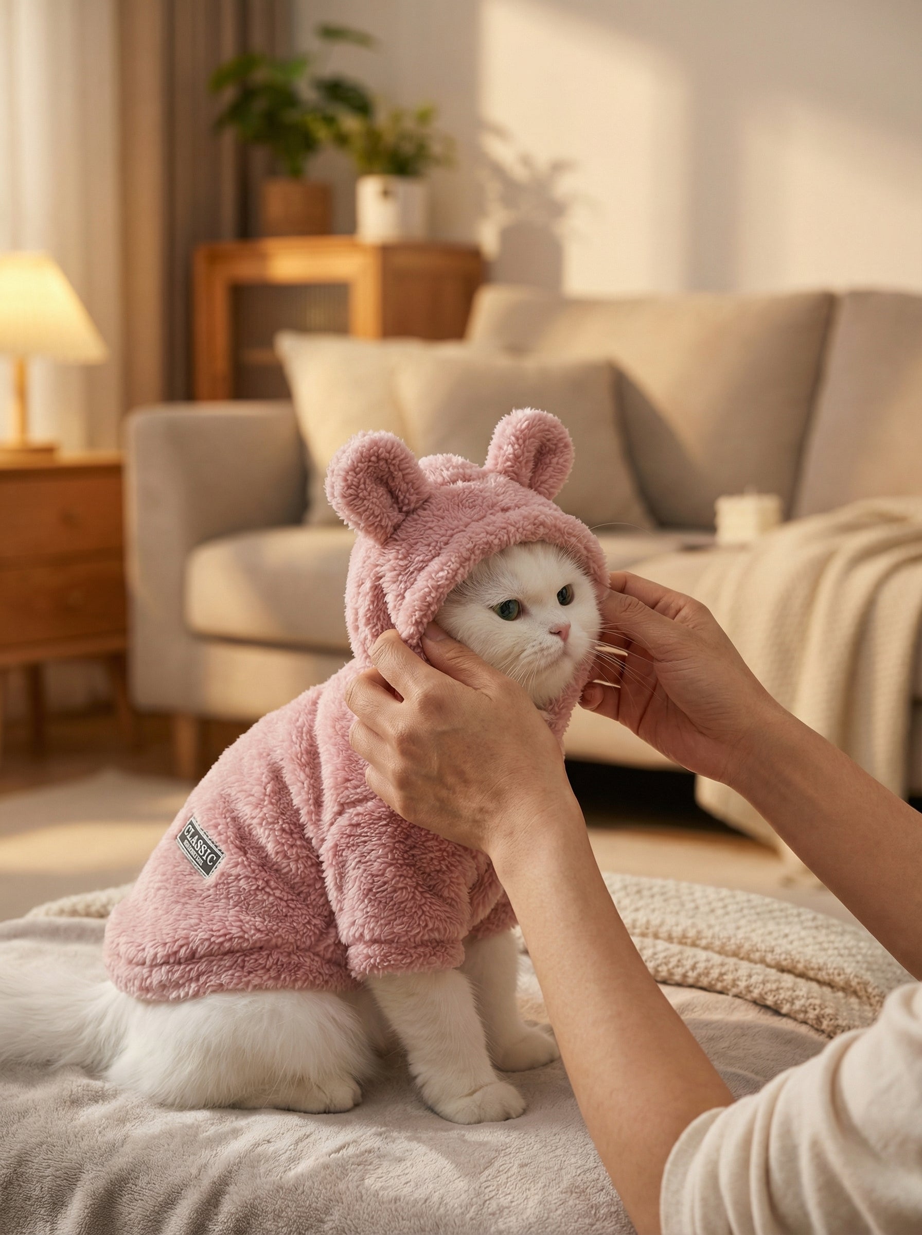 Soft Fleece Pet Hoodie Jacket – Warm Autumn & Winter Coat for Cats & Small Dogs